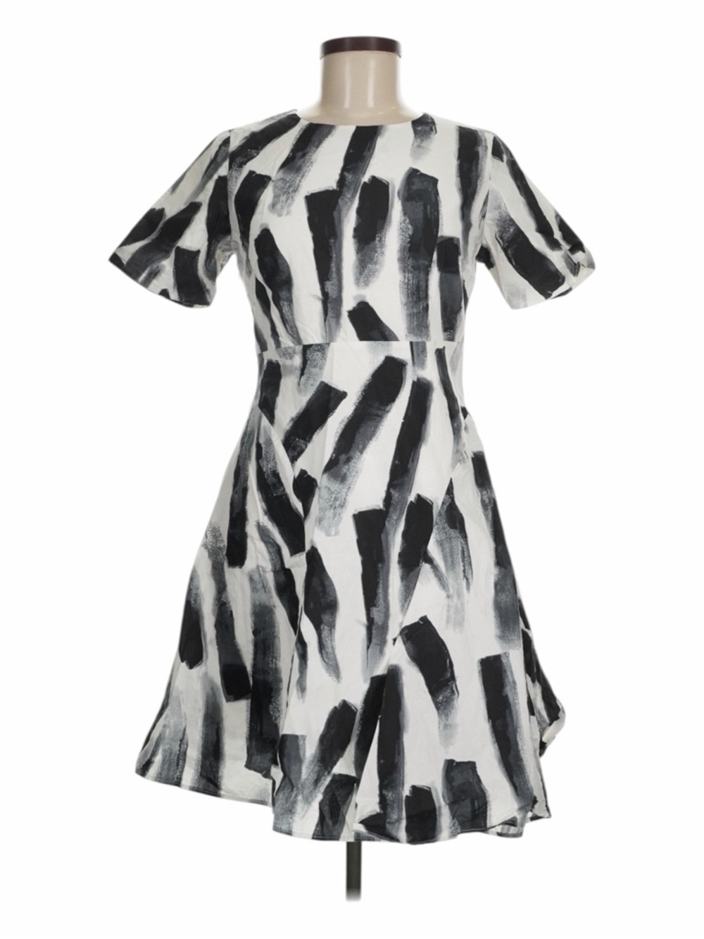 Ron David Black & White Abstract Print 100% Cotton Dress. Size Medium.